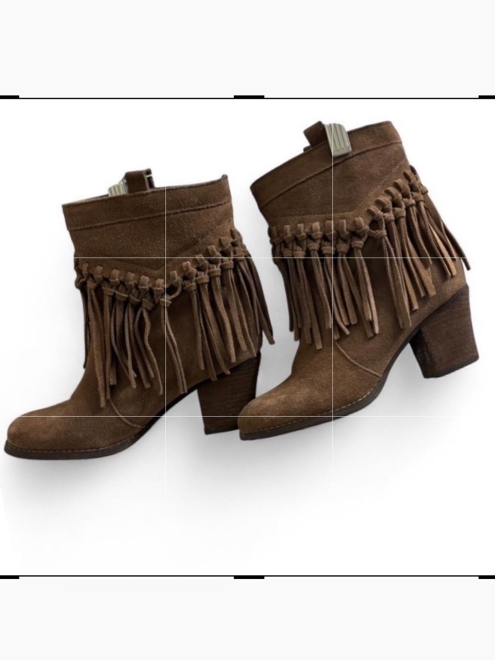 Sbicca Tan Suede Fringe Ankle Boots
